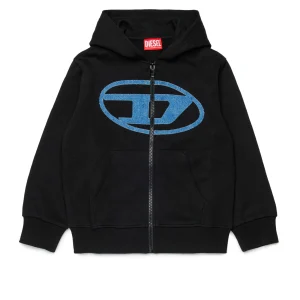 Diesel Felpa con zip con logo in denim