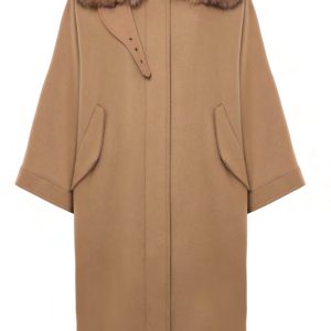 Bazar Deluxe Mantella lunga con collo in ecopelliccia