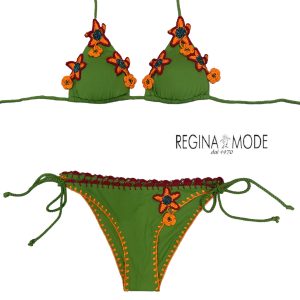 Laetitia beachwear bikini triangolo verde con dettagli uncineetto