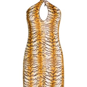 Pin-Up Stars Abito Simil Suede Stampa Tigre