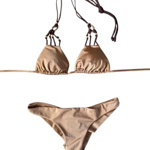 Miss BikiniLuxe Bikini triangolo laccetti con elementi oro