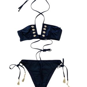 Miss Bikini Luxe Bikini Fascia incrociata nero con conchiglie
