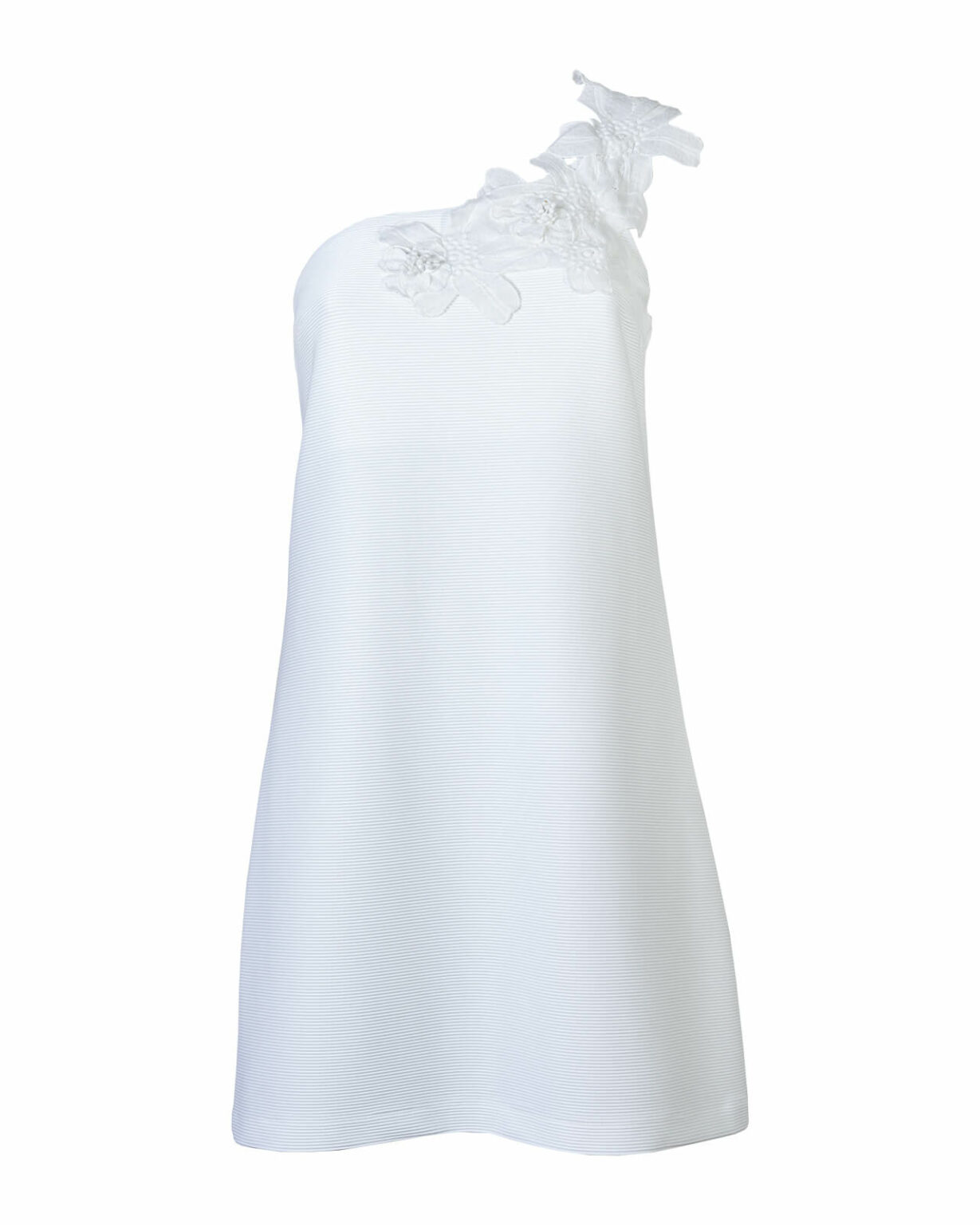 Raffaela D’Angelo Abito Bianco Monospalla Ottoman/macramè fiori