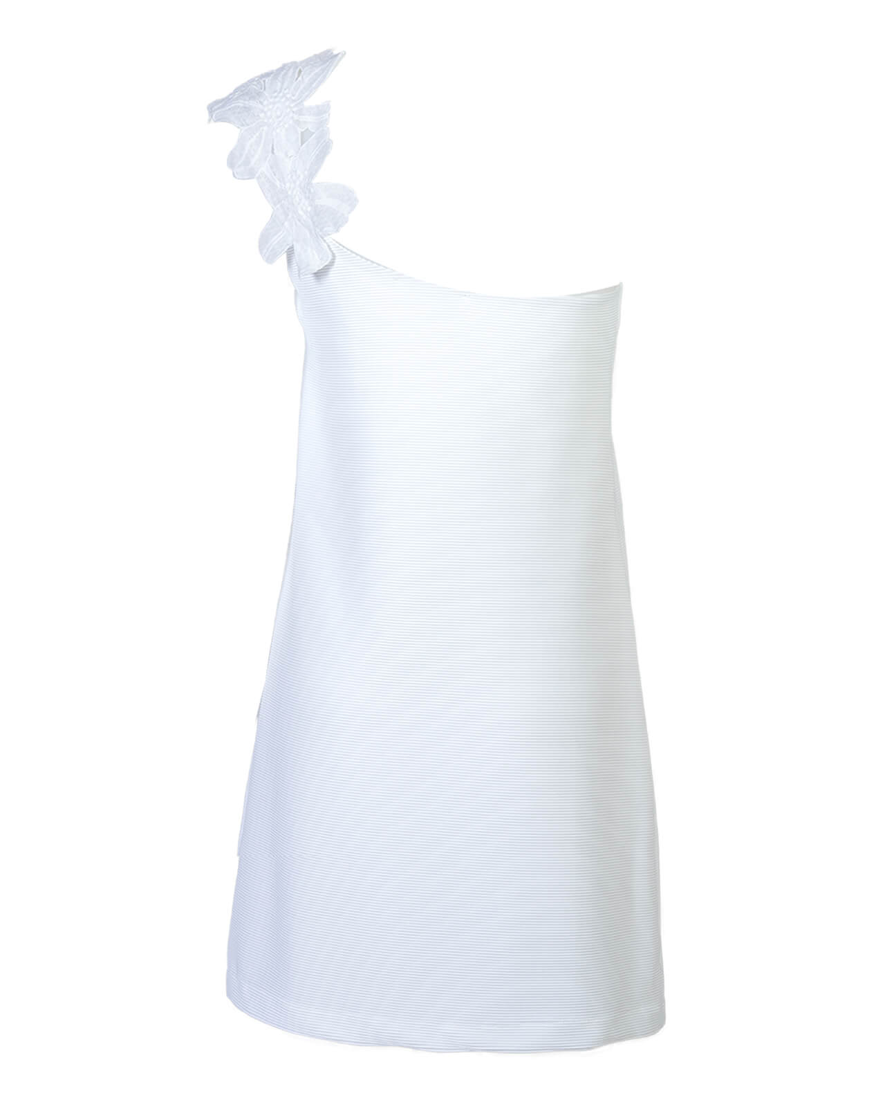 Raffaela D’Angelo Abito Bianco Monospalla Ottoman/macramè fiori - immagine 3