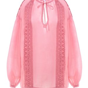 Bazar deluxe camicia ramie con inserti in pizzo