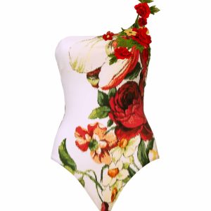 Raffaela D’Angelo Intero Monospalla con Fiore Macramè