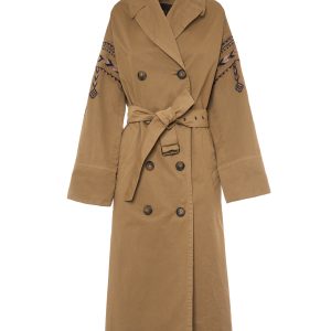 Bazar Deluxe Trench in cotone con maniche ricamate