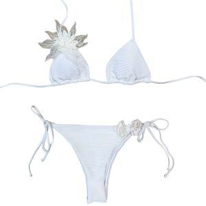 Raffaela D’Angelo bikini Triangolo Ottoman + fiore organza