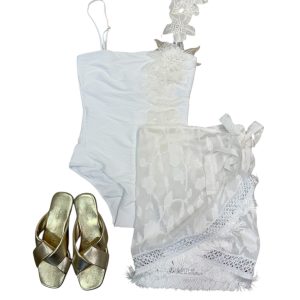 Raffaela D’angelo pareo Fil coupè con frangia bianco