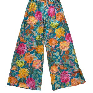 Laetitia Beachwear Pantalone lungo stampa ottanio