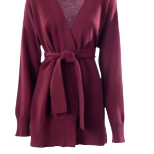 Pink Memories Cardigan in lana con cintura