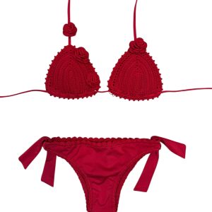 Bikini Triangolo Crochet Rosso