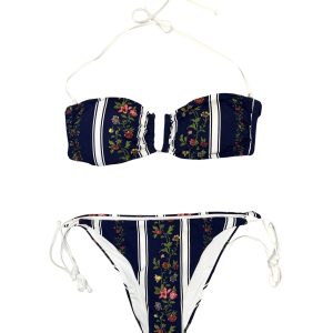 Raffaela D’Angelo Bikini Fascia ferro centrale Stampa riga fiori+strass