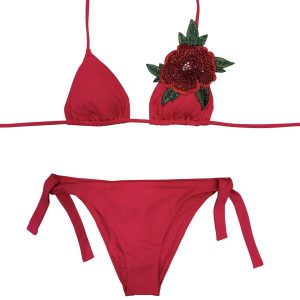 Raffaela D’Angelo Triangolo Rosso con fiore Strass