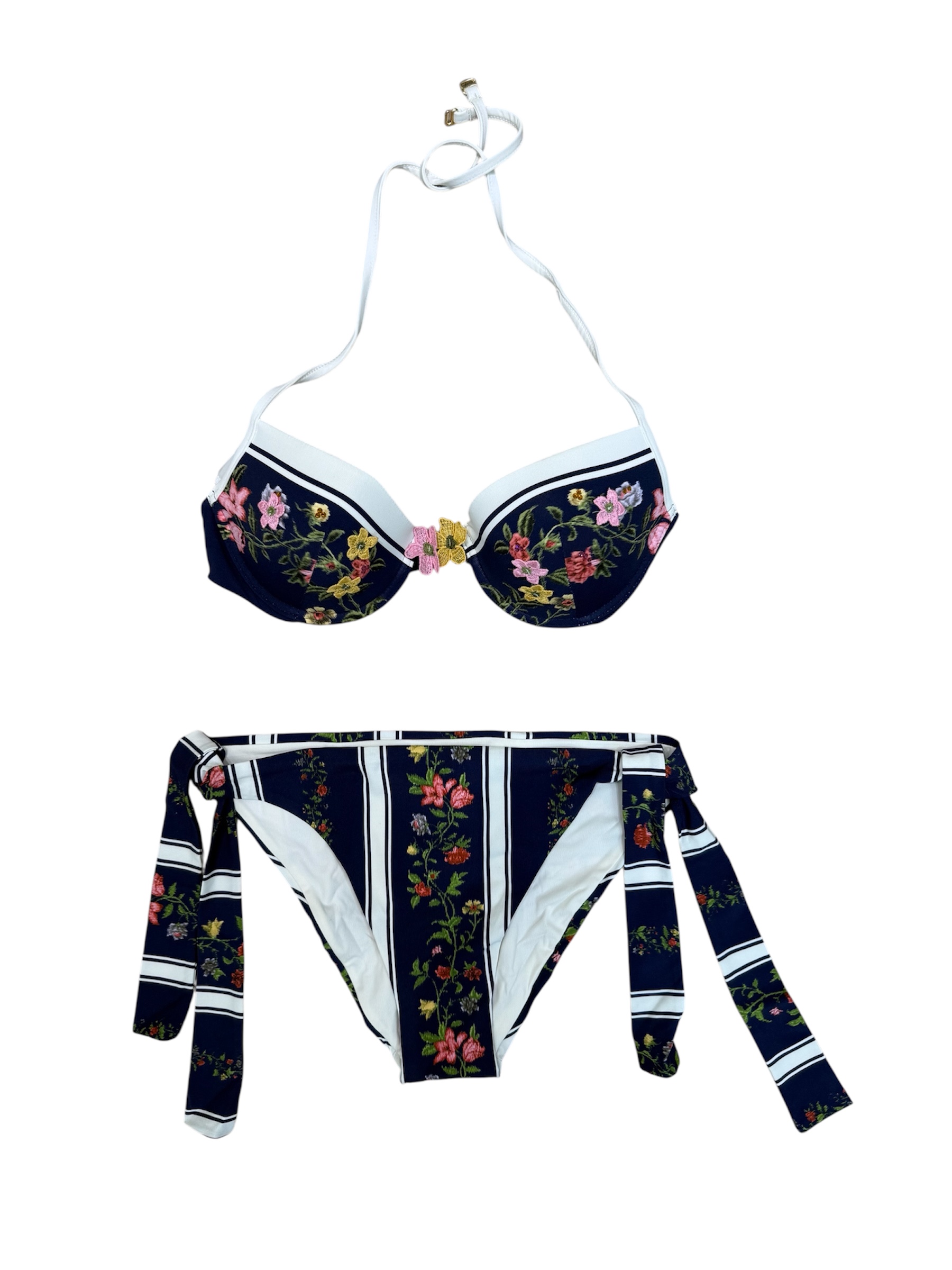 Raffaela D’angelo Bikini Push-Up Disegno piazzato blu+strass - immagine 2