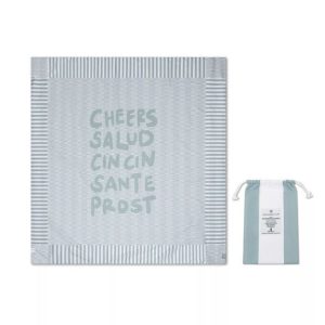 TELO MARE Luxe Beach Green White Cheers 180×180 cm