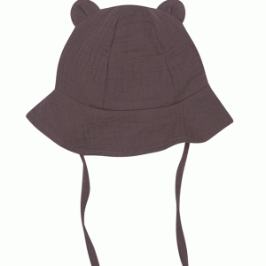 CAPPELLO DA SOLE CON ORECCHIE TEDDY IN MUSSOLA DI COTONE