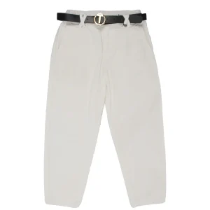 To Be Too pantalone drill ragazza puro cotone Bianco