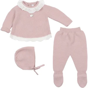 Completo lana colletto ricamato