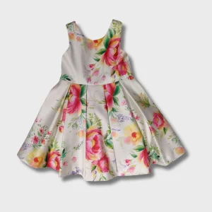 abito giromanica in Mikado con stampa floreale