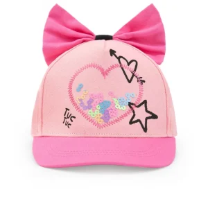 Cappellino per bambina rosa con paillettes e fiocco