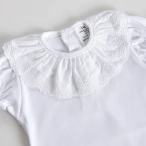 Body in Cotone Scollo Ricamato manica corta