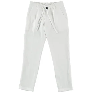 Manuell & Frank pantalone cerimonia bambino lino bianco