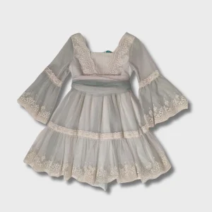 abito manica 3/4 in tulle ricamato