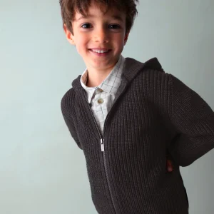 maglia bimbo tricot aperta cappuccio